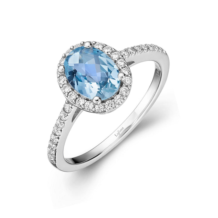 Genuine Blue Topaz Halo Ring