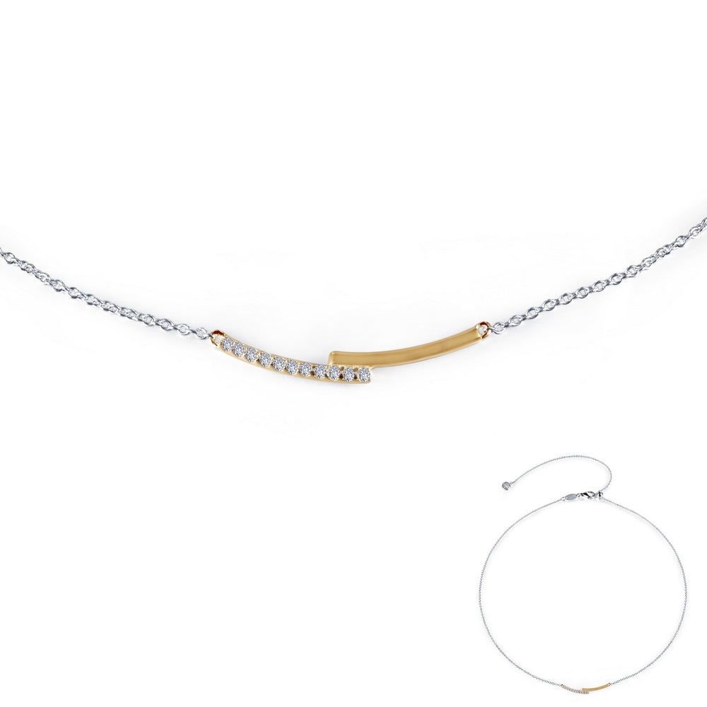 Mixed-Color Pave Bar Necklace