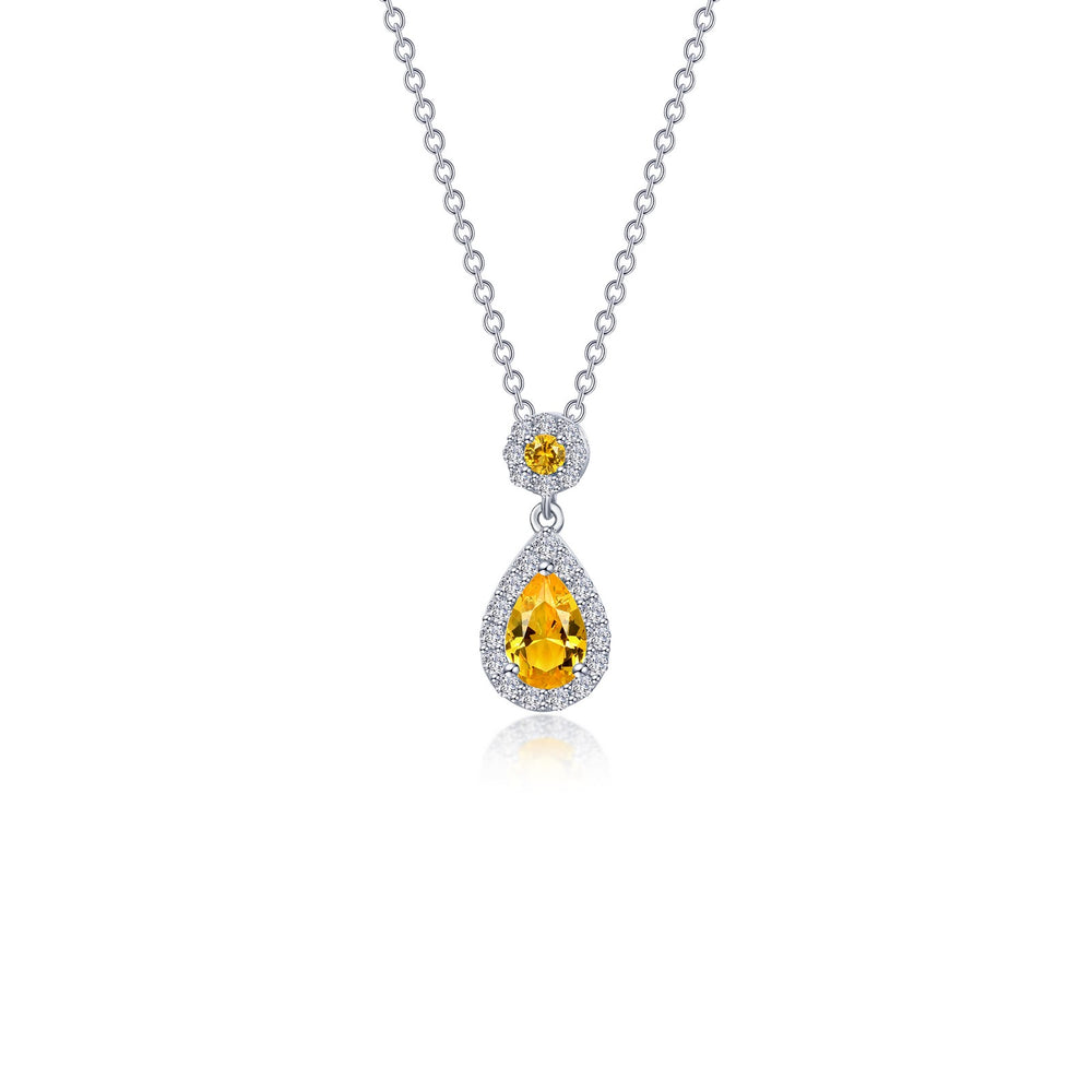 Pear Shape Halo Necklace