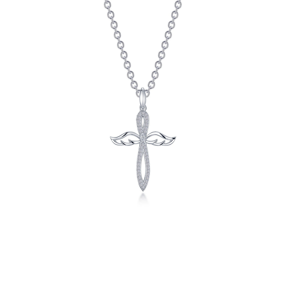0.74 CTW Angel Wings Cross Necklace