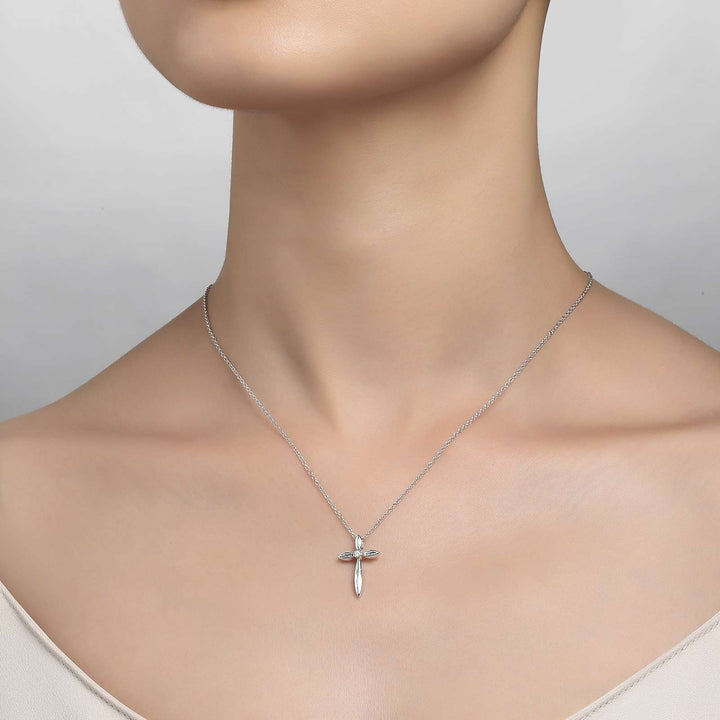 0.02 CTW Cross Pendant Necklace