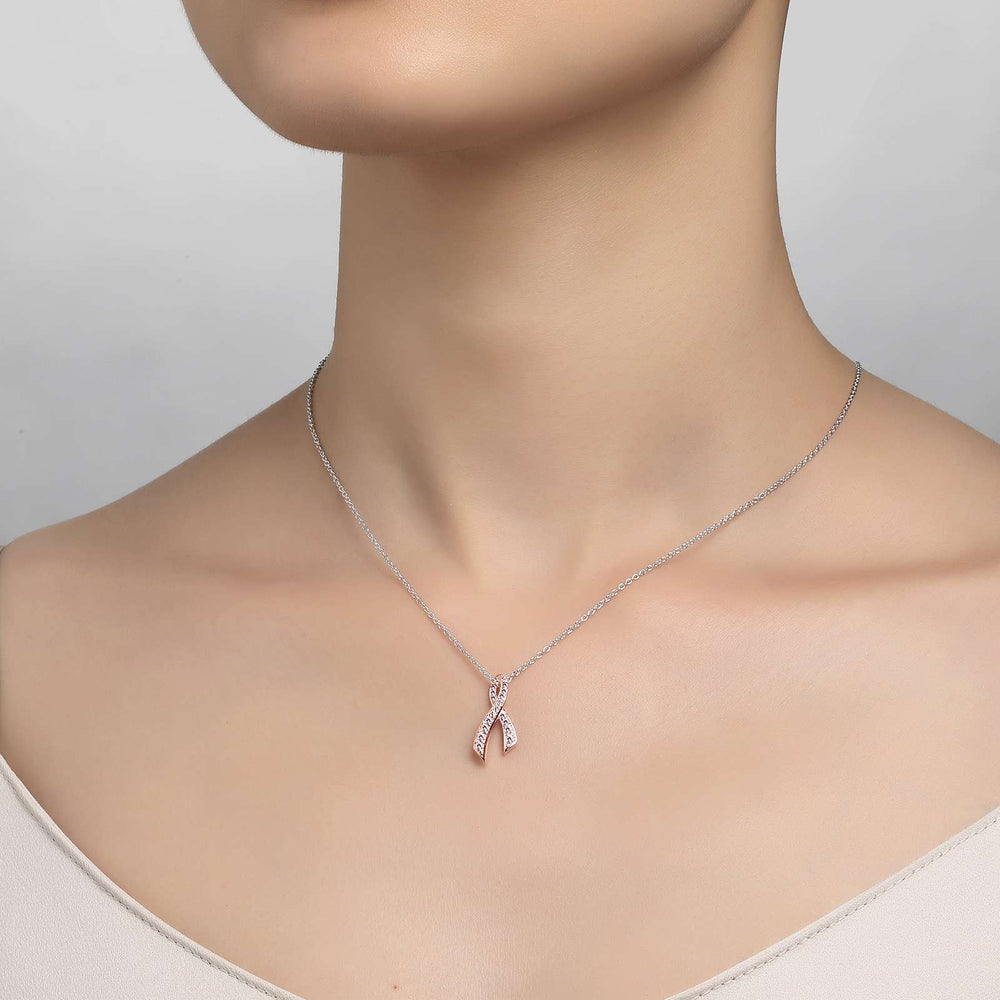 Pink Ribbon Pendant Necklace