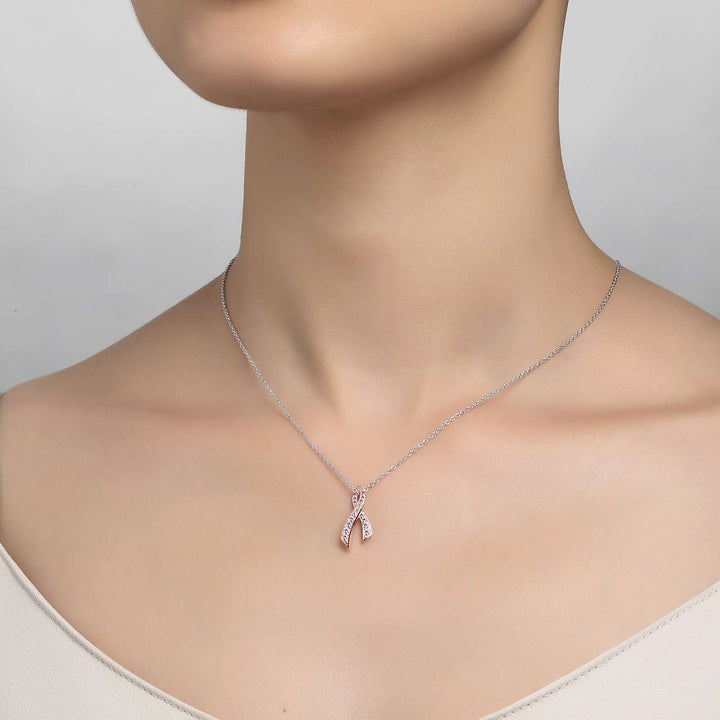 Pink Ribbon Pendant Necklace