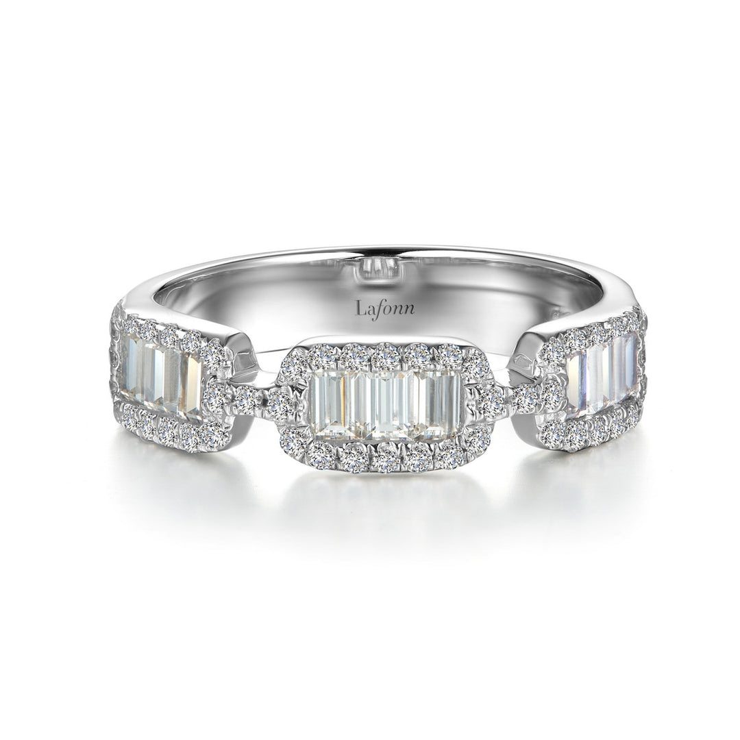 Baguette Halo Half Eternity Band