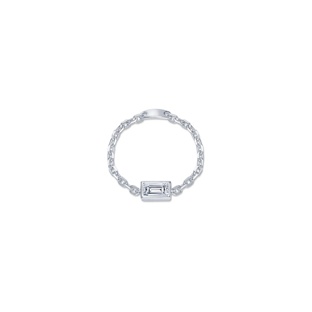 Emerald-Cut Bezel-Set Chain Ring
