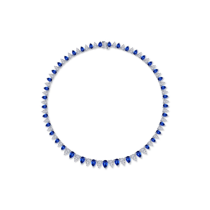 38 CTW Fancy Lab-Grown Sapphire Tennis Choker Necklace