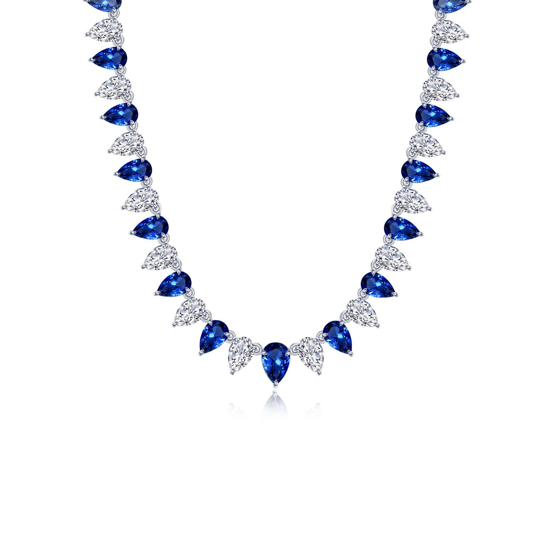 38 CTW Fancy Lab-Grown Sapphire Tennis Choker Necklace