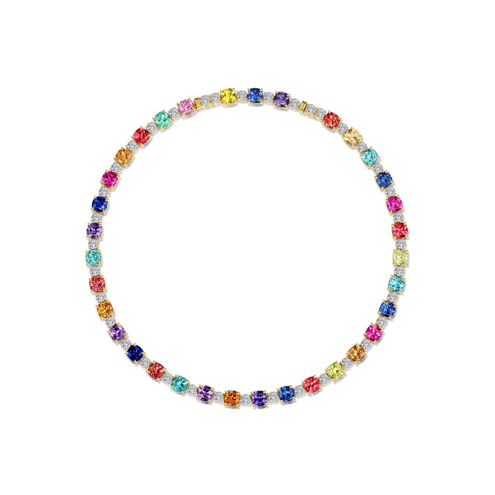 79.96 CTW Fancy Lab-Grown Sapphire Tennis Choker Necklace