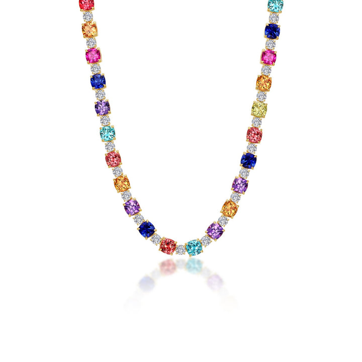 79.96 CTW Fancy Lab-Grown Sapphire Tennis Choker Necklace